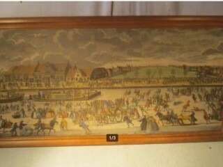 Belle gravure ancienne « Party on the Quay » - 85x48