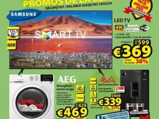 Samsung 50" smart TV • AEG droogkast • Melitta espressomachine