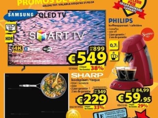 Samsung QLED TV • Sharp inductie kookplaat • Philips Senseo koffiemachine
