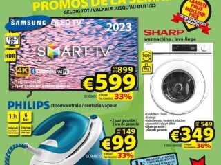 Samsung QLED TV • Sharp 8kg wasmachine • Philips €99 stoomcentrale
