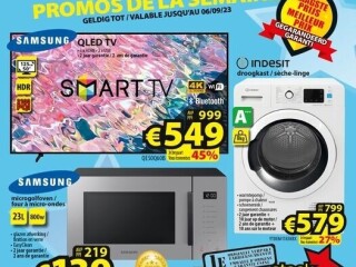 50" Samsung QLED TV • Indesit A+++ droogkast • Samsung microgolfoven