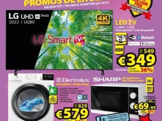 : LG 4K TV • Electrolux warmtepomp droogkast • Sharp microgolf