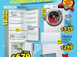 AEG wasmachine • Bosch koelkast • Haier diepvriezer