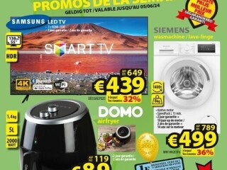 Samsung 55"/138cm smart TV • Siemens wasmachine • Domo airfryer