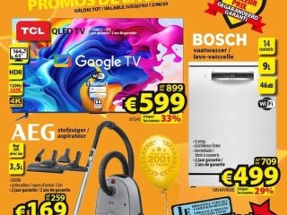 Deals van de week: 65"/164cm QLED TV • Bosch vaatwasser • AEG stofzuiger